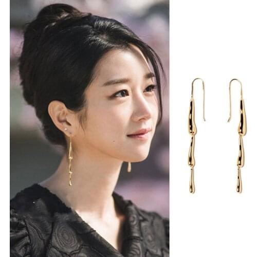 Korea TV Star Elegant Dangle Hanging Long Drop Earrings For Women Oorbellen Party Jewery Charm Chain Tassel Earring