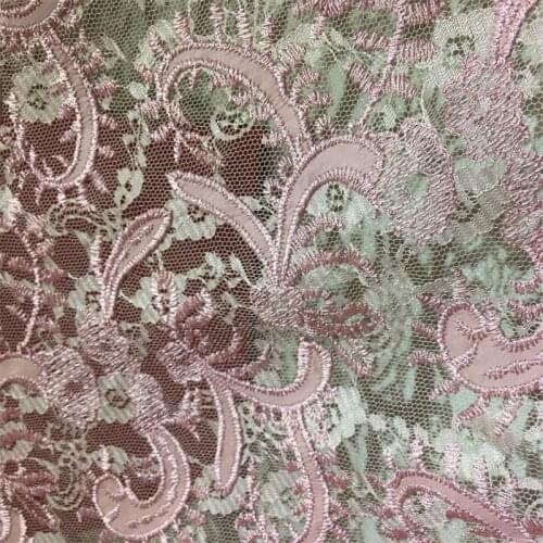Lace241 New Summer Exquisite High Density Hollow Mesh Pink Embroidered Lace Fabric Cheongsam Dress Clothes DIY Sewing Material