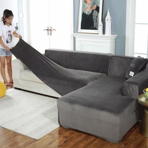 Swan plush elastic all-inclusive sofa cover sofa cover cover chaise longue sofa protection cushion L-shaped furniture