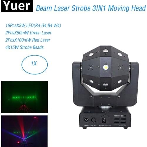 3IN1 Beam Laser Strobe Lights 16X3W Moving Head Light Football DMX512 Laser Lights DJ /Disco /Bar /Party /Show /Stage Lighting