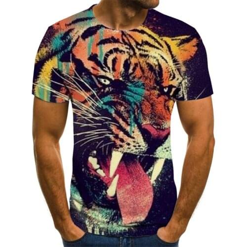 2021 New Summer Men Shirts 3D Printing Loose Short Sleeves Mens Interesting Various Animals T-shirt Casual Street Clothing