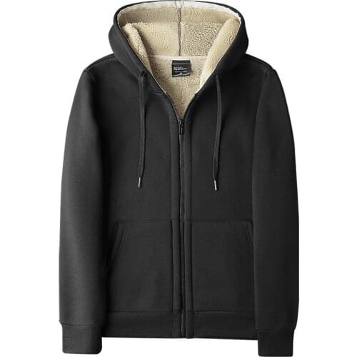 Autumn Winter Lamb Wool Hoodie Men Fashion Warm Cardigan Plus Size Sweatshirt Mens Sports Top Plus Velvet Padded Jacket