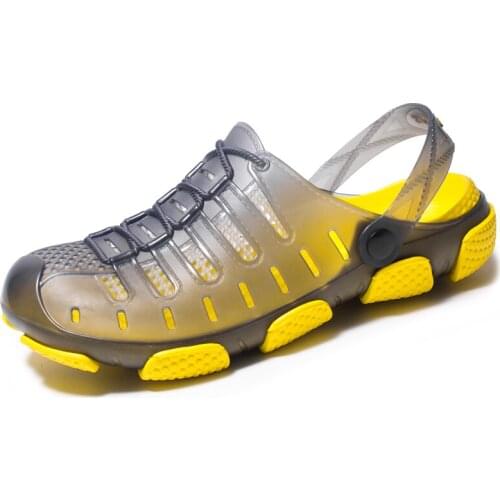 High Quality Men Sandals Summer Hole Shoes PU jelly Sandals Men Beach Garden Flat Cool Slippers Dress shoes