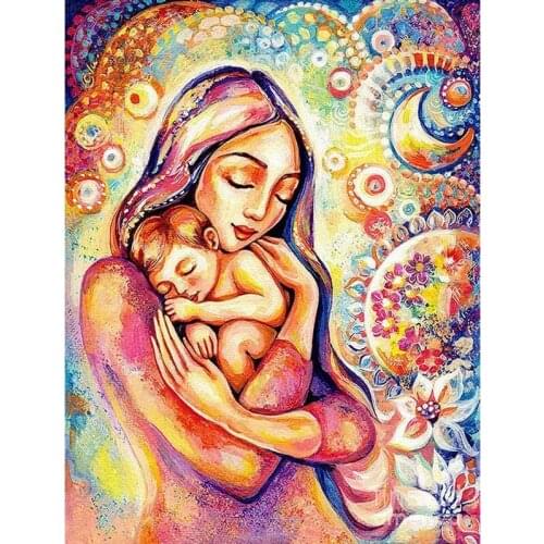 Warm Mother And Child Figure DIY Painting By Numbers Wall Art Picture Acrylic Painting For Home Decoration Drop Shipping 60x75cm
