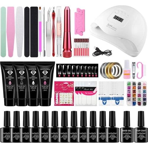 Nail Set UV LED Lamp Dryer With 12Pcs Nail Gel Polish Kit Soak Off Electric Nail Drills Extension Gel Remover Manicure All Tools