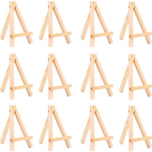New-3 by 5 Inch Tiny Wood Easels Set for Paintings Craft Small Acrylics Oil Projects, Pack of 12