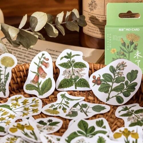 46pcs Green Plant Decorative Stickers Scrapbooking DIY Label Diary Stationery Journal Sticker