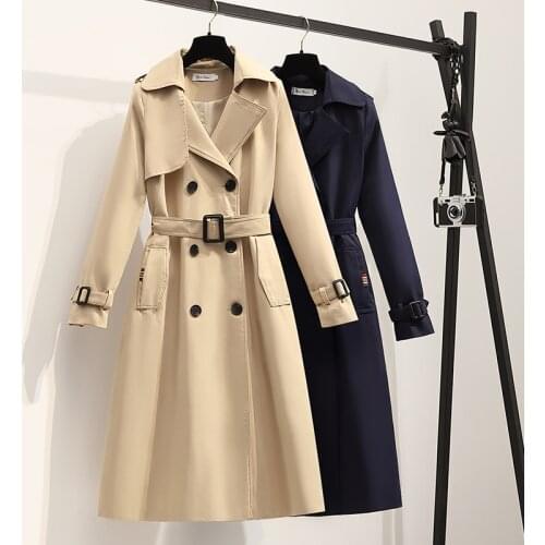 Obrix Female A-Line Sweet Trench V-Neck Full Sleeve Double Breasted Epaulets Belts Pockets fashion Outerwear For Women