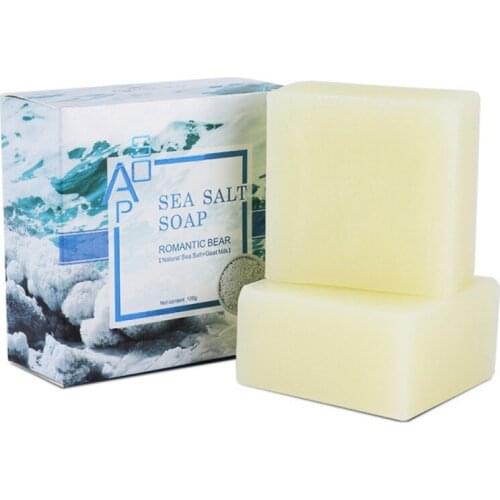 Sea Salt Soap Cleaner Removal Pimple Pores Acne Treatment Goat Milk Moisturizing Face Care Wash Basis Soap