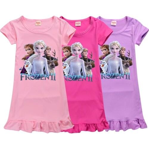 Girls Dress Girls Frozen 2 Elsa Robe Girl Cartoon Pajamas Childrens Home Clothes Baby Clothing Summer New Dresses