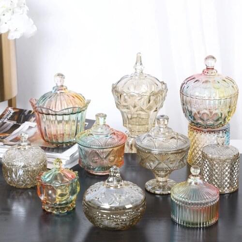 Luxury Crystal Glass Sugar Cans Storage Jars Candy Snack Cans Home With Cover European Home Decoration Ornaments