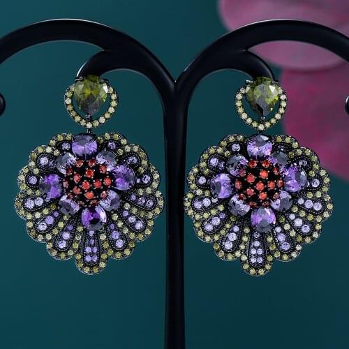 Luxury Gorgeous Pendant Drop Earrings Full Mini CZ Bride Wedding Actor Dancer Appointment Party Show Earring Jewelry