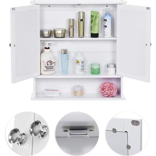 New Bathroom Mirror Cabinet With Two Doors Cabinet Wall Mounted Toilet Washstand Mirror Storage Shelf Cabinets Dropshipping HWC