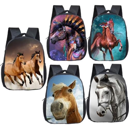 Crazy Horse Printing School Backpack Student School Bags Children Mini Backpack Boys Girls Bookbag Kindergarten Backpacks