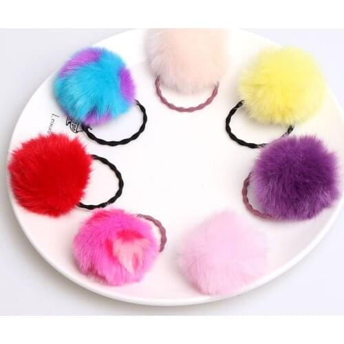 Super Soft Pom Pom Ball Girls Gum Hair Rope Mix Color Children Hair Bands Ties Princess Ponytail Holder Headwear Accessories