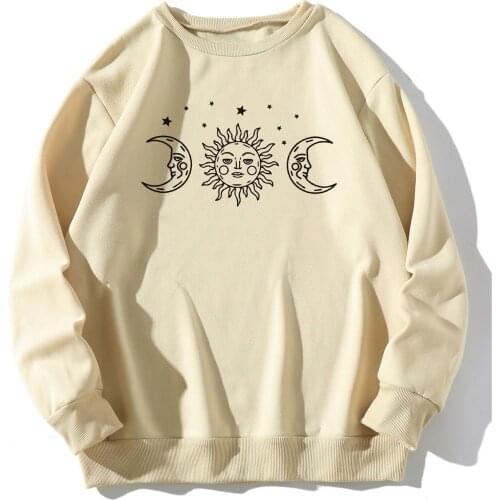 Harajuku Hooded Sweats Long Sleeve Autumn Warm Womens Clothing Teens Girls Sun Moon Oversized Hoodies Women Sweatshirts