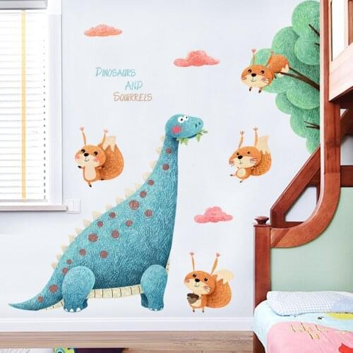 Creative Cartoon Dinosaur Wall Stickers Warm Self-adhesive Kids Room Decoration Home Murals Baby Bedroom Poster