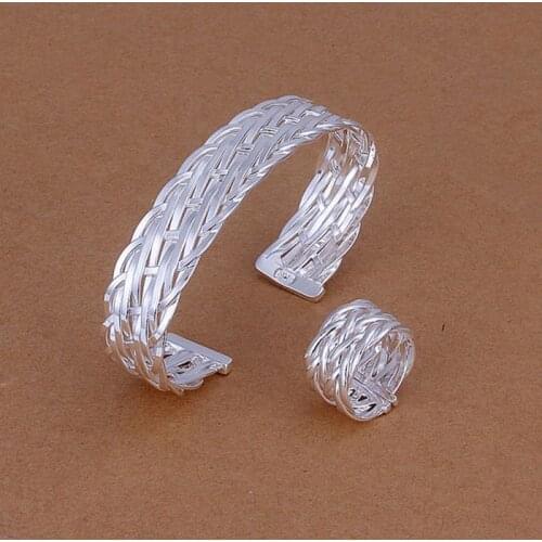 Silver plated jewelry sets, sterling-silver-jewelry jewelry set Weave Ring Bangle S315 /GYCSKJMY 0