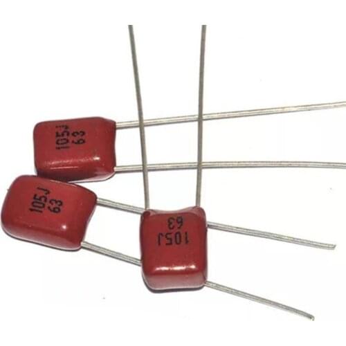 10PCS 63V105J 1UF Pitch 5MM 63V 105 1000nf CBB Polypropylene film capacitor