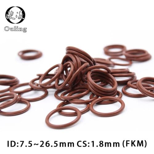 10PCS Fluorine rubber Ring Brown FKM O ring Seal ID7.5/8/9/10.6/11.2/26.5*1.8mm Rubber O-Ring Sealing Oil Ring Gaskets