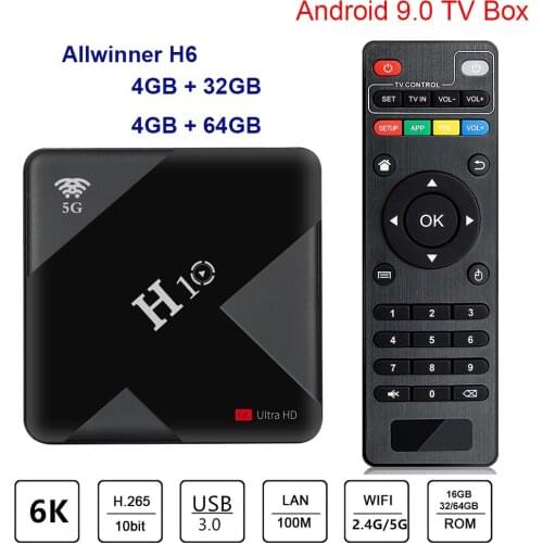 10pcs/lot dhl express free ship H10 Android 9.0 TV Box 4G 32G 64G Allwinner H6 6K tv box