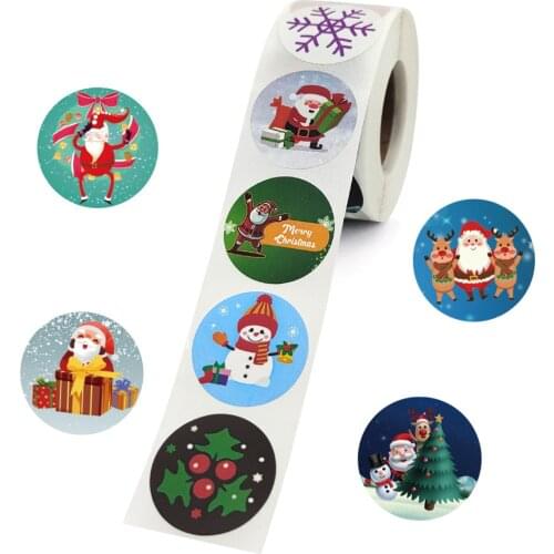 500pcs Merry Christmas Stickers Labels Roll Thank You Stickers Business for Holiday Present Decorations Christmas Tags Sticker
