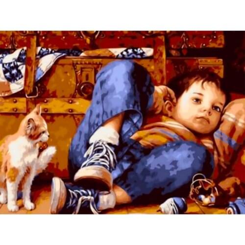 Abstract Painting By Number Beautiful Flower boy Modern DIY Picture For Living Room Home Decor Oil Painting Girl Art