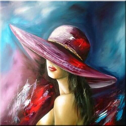 Diamond embroidery sale hat woman 5d diamond painting full diamond mosaic 3d picture of rhinestones cross stitch abstract decor