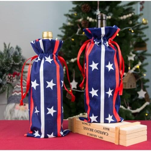 American National Day Independence Day Wine Bottle Cover Stars and Stripes Wine Bottle Bag Holiday Decoration Gift Bag