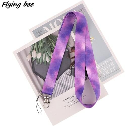 Flyingbee Fashion Purple Neck Strap Lanyard For Key ID Card Gym Phone Straps USB Badge Holder DIY Hang Rope Lariat Lanyard X1938