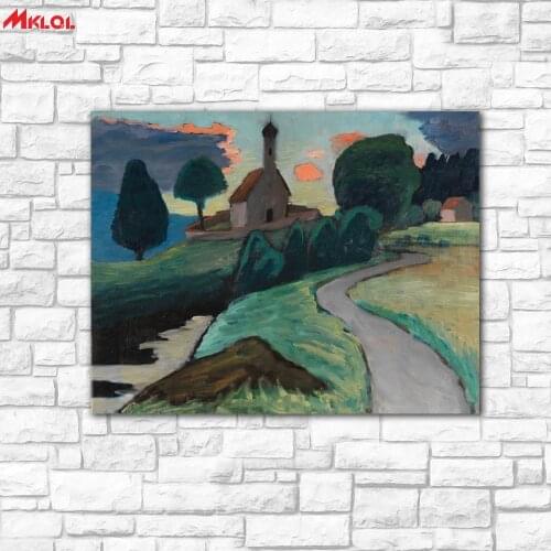 Art GABRIELE MUNTER-Kirche an der Ramsach Painting For Living Room Home Decoration Oil Painting On Canvas Wall Painting no fram