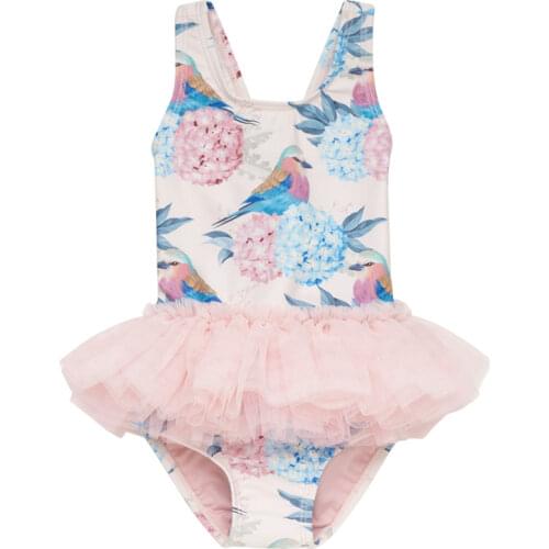 Hot Summer Cute Baby Girls Swimwear One Piece with Lace Beach Girls Swimsuit Kid Children Floral Unicorn Swimming Costume Bikini