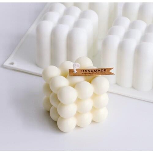 3D Square Cube Silicone Candle Mould Soy Wax Essential Oil Aromatherapy Candle Making Material DIY Wax Soap Molds/Candle Wicks