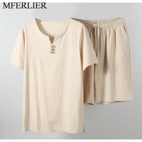 Summer shirt men 5XL 6XL 7XL 8XL 9XL 10XL Bust 155cm tops with shorts Cotton linen shirt men 5 Colors