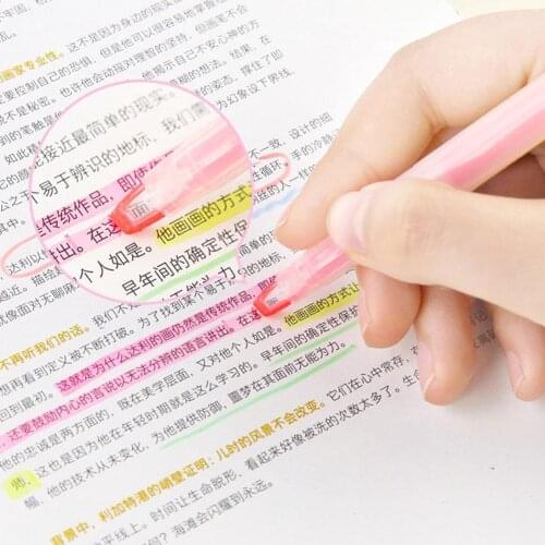 Dual-head Highlighters Pens Candy Colors Fluorescent Pens For Kids Painting School Supplies Markers Lovely Stationery