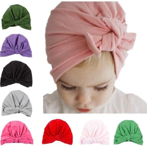 Cute Newborn Children Supplies Hat Unisex Newborn Bohemia Style Turban Caps Cotton Blend Bow Knot Baby Hat Photo Shoot