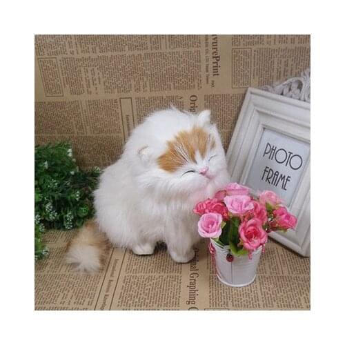 Simulation cute white cat 18x15x16cm model polyethylene&furs cat model home decoration props ,model gift d654