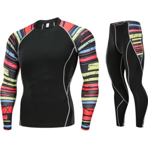 Men Quick Dry Running Sport Compression T -shirt Pant Suit Jogging Tracksuit Sets Male Gym Fitness Sportswear Running Suit