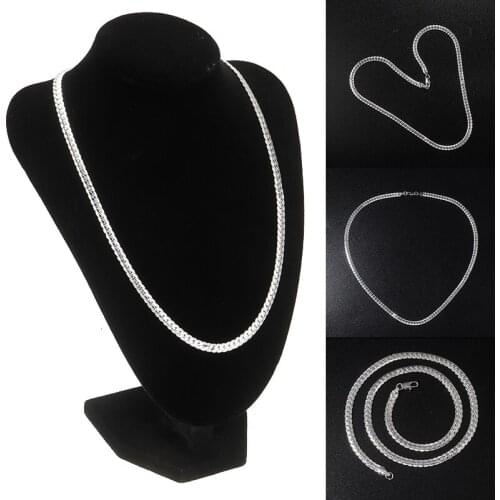 Men Punk Silver Plated Chain Necklace collares 5MM 20CM Male Flat Curb Chain Long Choker Shellhard Charm DIY Jewelry Accessories