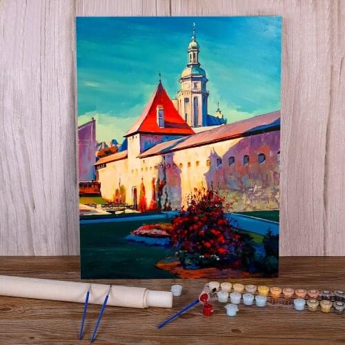 Landscape Lviv DIY Paint By Numbers Package Acrylic Paints 50*70 Canvas Pictures New Design Crafts Adults Drawing