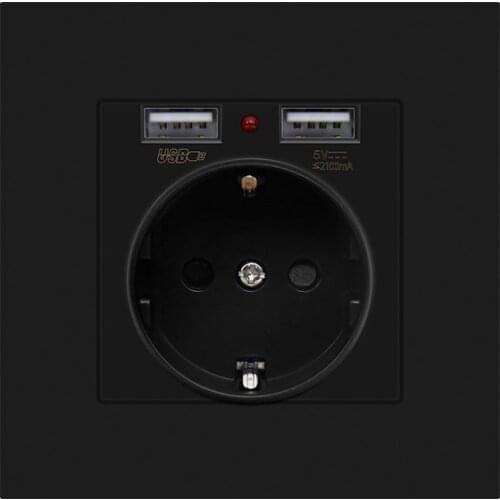 Bcsongben Wall USB Power Socket, AC 110V-250V 16A For Home, PC Panel 86mm*86mm Dual USB EU Standard Wall Socket