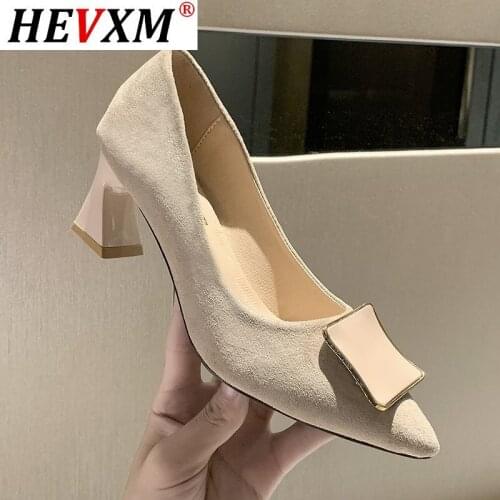 New suede square buckle Wedding party heels women pumps Spring/Autumn shallow Pointed Toe Strange Style dress sexy high heels