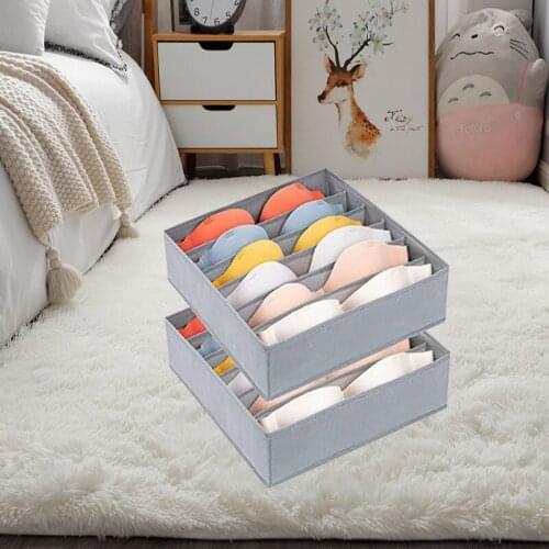 2Pcs Dormitory Closet Organizer For Socks Home Separated Underwear Storage Box 6 Grids Bra Organizer Foldable Drawer Organizer