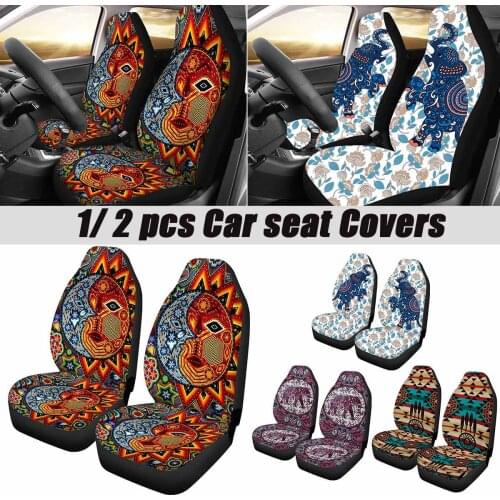 2pcs Front Automobile Car Seat Cover Protector Soft Universal Flower Print for Most Auto Cars SUV Truck