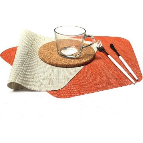 PVC Sector Bamboo Pattern Placemat Dining Table Mat Textilene Antiskid Insulation Anti Scald Fashion Decoration Hotel Restaurant