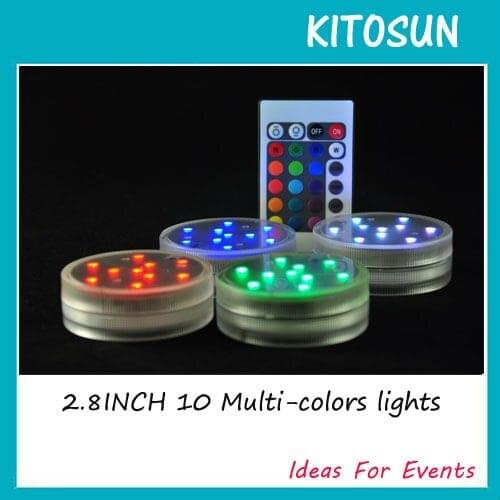 Remote controlled 10 Multi-colors LEDs Submersible light, 2.8inch waterproof vase light