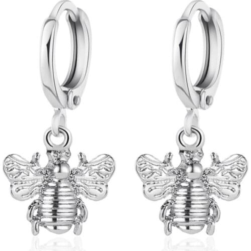 Simple Fashion Insect Sleeper Golden Silver Plated Alloy Hook Charm Drop Earrings Dangle Earrings For Women