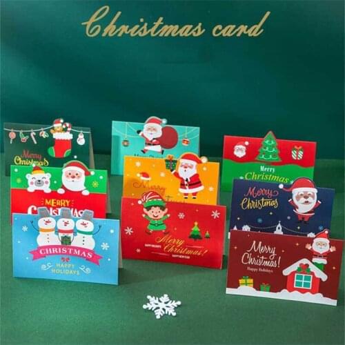 Christmas Theme Exquisite Bless Greeting Cards Blank Folding Message Cards With Envelope Christmas Party Event Invitation Cards
