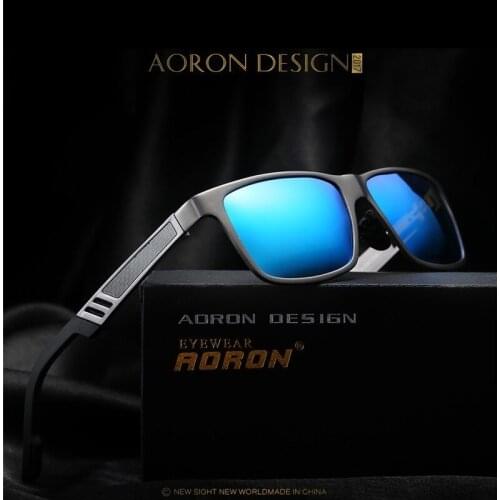 Aoron Men Polarized Sunglasses Aluminum Magnesium Sun Glasses Driving Glasses Rectangle Shades For Men Oculos masculino Male