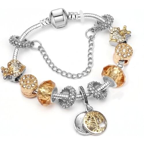 SZELAM Gold Color Tree of Life Charm Bracelets DIY Handmade Beaded Bracelets